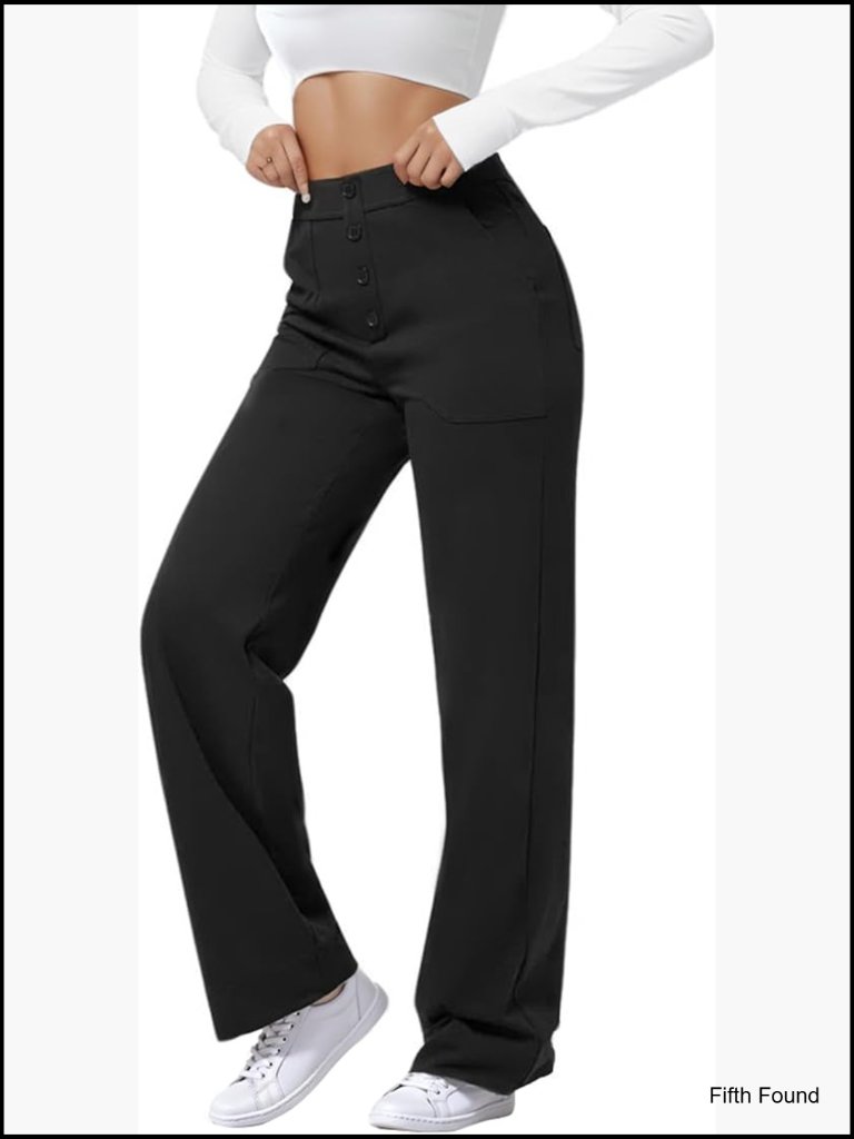 High Waisted Stretchy Pants With Pockets For Work